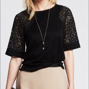 Banana Republic • Black Lace Sleeve Top